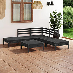 Maison Chic Salon de jardin 6 pcs - Table et chaises d'extérieur - Mobilier/Meubles de jardin Moderne Bois de pin massif Noir -MN18293