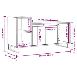 vidaXL Meuble TV Blanc 100x35x55 cm Bois d'ingénierie pas cher