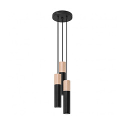 Luminaire Center Suspension Pablo Cluster Bois,acier Noir,bois naturel 3 ampoules 100cm