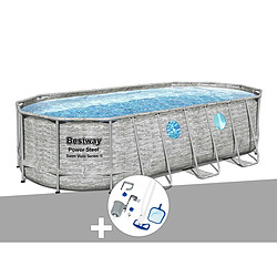 Kit piscine tubulaire ovale Bestway Power Steel SwimVista avec hublots 5,49 x 2,74 x 1,22 m + Kit d'entretien Deluxe