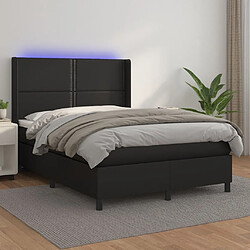 Sommier à lattes et matelas LED,Cadre à lattes de lit pour Adulte Noir 140x190cm Similicuir -MN51512