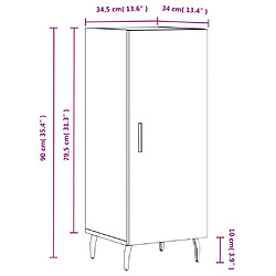 vidaXL Buffet Sonoma gris 34,5x34x90 cm Bois d'ingénierie pas cher