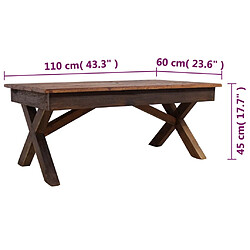 vidaXL Table basse bois de récupération mélangé 110x60x45 cm pas cher