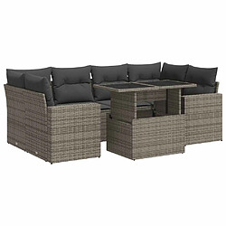 vidaXL Salon de jardin avec coussins 7 pcs gris résine tressée