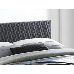 Acheter Vente-Unique Lit 140 x 190 cm avec tête de lit avec coutures - Velours - Gris + Matelas - DANIELE