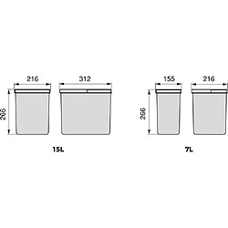 Acheter Emuca Bacs de tri pour tiroir de cuisine Recycle 2 bacs de 15 litres et 2 bacs de 7 litres.