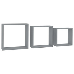 Maison Chic Lot de 3 Étagères murales,Étagère Rangement flottate sous forme de cube Gris MDF -MN98662