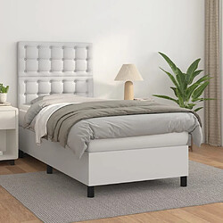 Maison Chic Lit Adulte - Lit simple Lit à sommier tapissier avec matelas moelleux - Meuble de Chambre Blanc 100x200cm Similicuir -MN58975