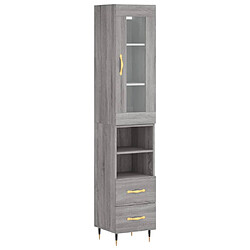 vidaXL Buffet haut Sonoma gris 34,5x34x180 cm Bois d'ingénierie