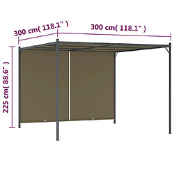 vidaXL Pergola de jardin avec auvent rétractable 3x3 m Taupe 180 g/m² pas cher