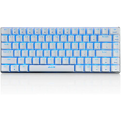 Chrono Clavier mécanique AK33 - Rétroéclairé - Clavier USB Filaire - Commutateurs Bleus - pour Bureau, dactylographie et Jeux (Interrupteur Bleu)(blanc)