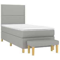 Avis Maison Chic Structures de lit + matelas,Lit à sommier tapissier et matelas pour Chambre Gris clair 90x190 cm Tissu -MN53118