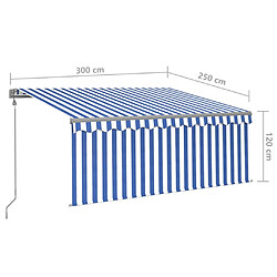 vidaXL Auvent rétractable automatique avec store 3x2,5 m Bleu et blanc pas cher