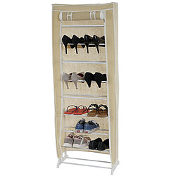 Avis Decoshop26 Armoire à chaussures mobile camping pliable en tissu 140x52x18cm crème 04_0001462