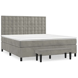 Maison Chic Lit Adulte - Lit simple Lit à sommier tapissier et matelas moelleux - Meuble de Chambre - Gris clair 160x200cm Velours -MN23584