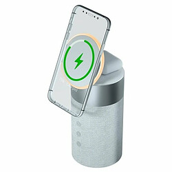 FORCE PLAY Double Chargeur Sans fil 20W Compatible MagSafe avec Enceinte Bluetooth Argent