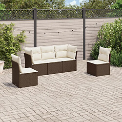 Maison Chic Salon de jardin avec coussins 5 pcs | Ensemble de Table et chaises | Mobilier d'Extérieur marron résine tressée -GKD88612