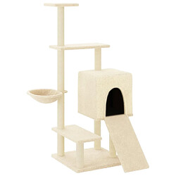 Helloshop26 Arbre à chat meuble tour grimper jouet grattage grattoir escalade plateforme avec griffoirs en sisal 130,5 cm crème 02_0022465