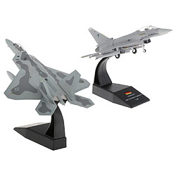 2x Avion de Chasse F-22 à L'échelle 1/100 et Cadeaux de Décoration pour Avion EF2000