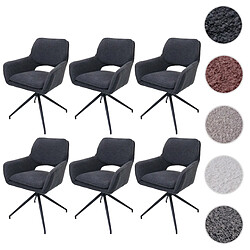 Mendler Lot de 6 chaises de salle à manger HWC-N74, chaise de cuisine, pivotante Auto-Return, tissu Bouclé (540g/m²) Oeko-Tex ~ gris foncé