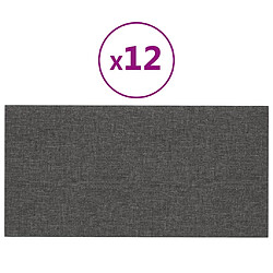 vidaXL Panneaux muraux 12 pcs Gris foncé 60x30 cm Tissu 2,16 m²