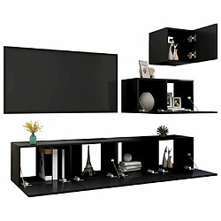 Avis Maison Chic Ensemble de meubles TV 4 pcs | Banc TV Moderne pour salon | Meuble de Rangement - Noir Aggloméré -MN10259