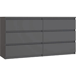 Avis Cstore Commode - CHELSEA - 6 tiroirs - Anthracite - 154 x 42,2 x 79,9 cm