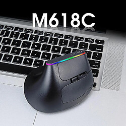 Universal M618C Wireless Mouse Ergonomic Vertical 6 Boutons Gaming Mouse RVB 1600 DPI Optical Suman avec PC pour PC