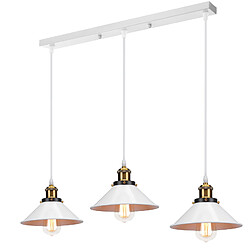 Stoex Luminaire de Style Rétro Ø22CM Lustre Vintage À 3 Lumières Suspension Blanc Plafonnier en Fer en Métal Pour Éclairage de Cuisine de Couloir de Bar