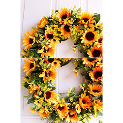 Acheter Couronne de fleurs de tournesol artificielle avec tournesol jaune et feuilles vertes pour porte d'entrée mur intérieur ou extérieur décoration de