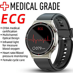 Yonis Montre Connectée ECG Précis Bracelet Cuir