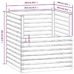 vidaXL Composteur Noir 100x100x102 cm Bois massif de pin pas cher