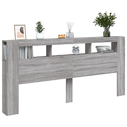 Maison Chic Tête de lit scandinave à LED,meuble de chambre sonoma gris 220x18,5x103,5 cm bois ingénierie -MN72083 pas cher