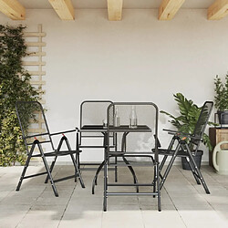 Ensemble à manger de jardin 5 pcs,Table et chaise à dîner anthracite métal maille -MN37656