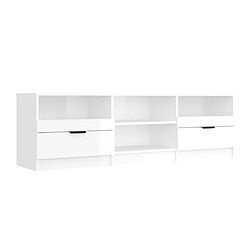 vidaXL Meuble TV Blanc brillant 150x33,5x45 cm Bois d'ingénierie