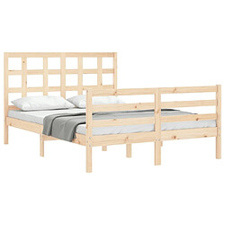 Avis Maison Chic Cadre/structure de lit avec tête de lit pour adulte - Lit Moderne Chambre 140x190 cm bois massif -MN23262