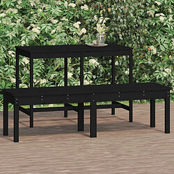 vidaXL Banc de jardin à 2 places noir 159,5x44x45cm bois massif de pin