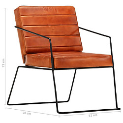 vidaXL Fauteuil Brun roux Cuir véritable pas cher