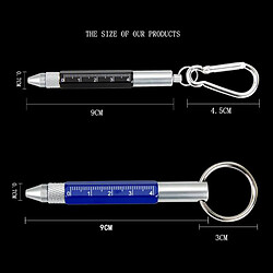 Outil Multifonction Stylo à Bille Règle 6 En 1, Porte-clés Bleu Tournevis pas cher