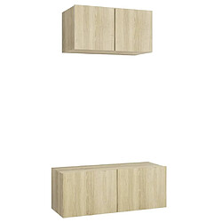 Maison Chic Ensemble de meubles TV 2 pcs | Banc TV Moderne pour salon | Meuble de Rangement - Chêne sonoma Aggloméré -MN87818