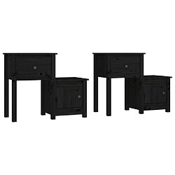 Maison Chic Lot de 2 Tables de chevet - Tables de Nuit Noir 79,5x38x65,5 cm Bois de pin massif