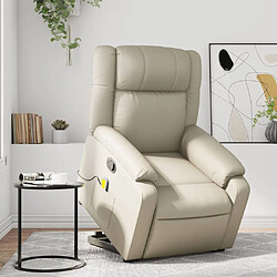 Maison Chic Fauteuil Relax pour salon, Fauteuil inclinable de massage Crème Similicuir -GKD92076