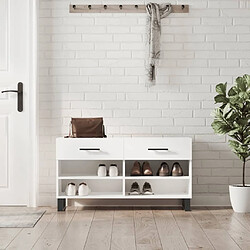 Maison Chic Banc à chaussures | Meuble de rangement à chaussures Meuble d'Entrée blanc brillant 102x35x55 cm bois d'ingénierie -MN34820