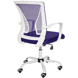 Decoshop26 Chaise de bureau hauteur réglable avec revêtement en maille respirante microfibre violet pieds métal blanc 10_0002696