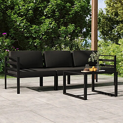 Maison Chic Ensemble de 4 Tables et chaises d'extérieur avec coussins,Salon de jardin Aluminium Anthracite -GKD713143