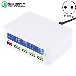 Wewoo Chargeur 40W QC3.0 2.4A 4-USB Ports Station de charge rapide Adaptateur secteur pour bureau avec affichage numérique LCD, prise UE