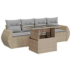 vidaXL Salon de jardin avec coussins 5 pcs beige résine tressée