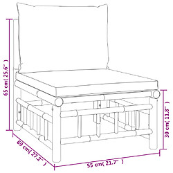 vidaXL Salon de jardin 3 pcs avec coussins gris foncé bambou pas cher