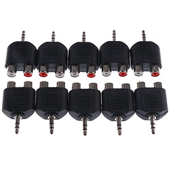 10 Pcs 3,5 Mm Aux Stéréo Audio Mâle À 2 Femelle RCA Adaptateur