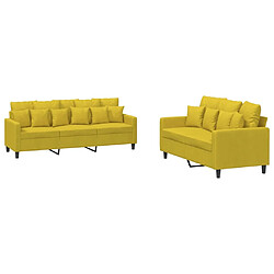 Maison Chic Ensemble de canapés 2 pcs avec coussins, Canapé droit Sofa pour Salon Jaune Velours -GKD288261